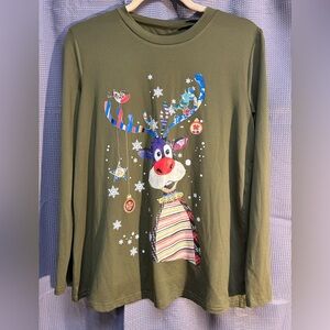 Festive Reindeer Long Sleeve Shirt - Christmas/Holiday